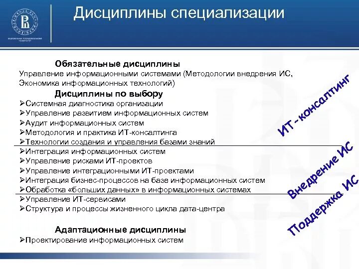 Управление информационными системами тест. Специальность дисциплины. Обязательная дисциплина это. Экономика и управление специальность. Методологии внедрения ИС.