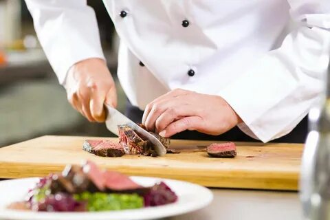 A chef cooks food