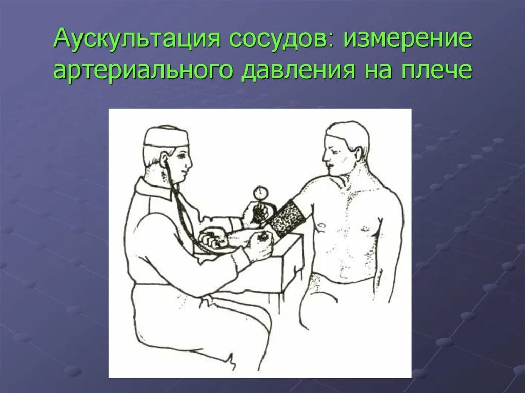 Аускультация сосудов. Аускультация артерий и вен. Измерение ад на плече. Измерение ад пальпацией.