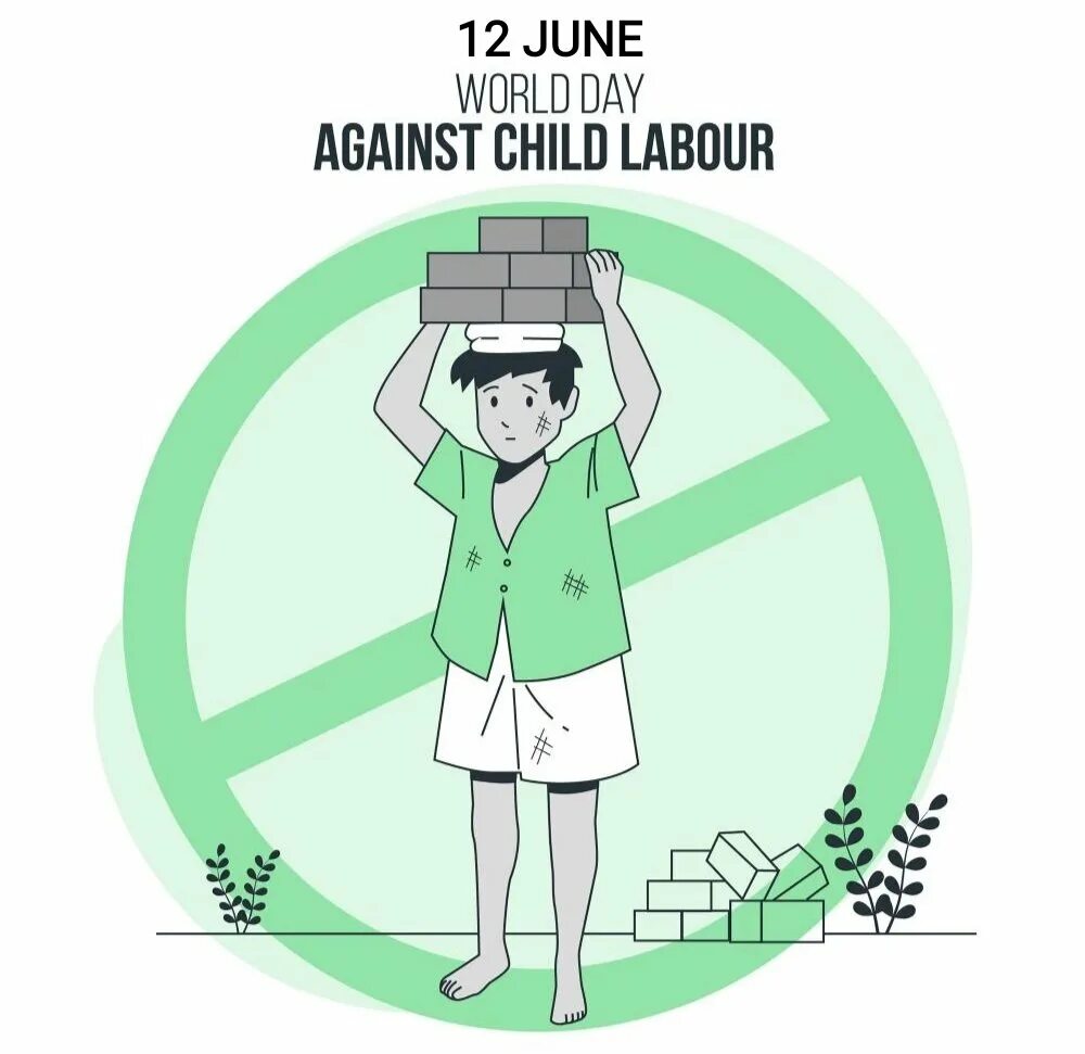 Against the day. World Day against child Labour. День борьбы с детским трудом. 12 Июня Всемирный день борьбы с детским трудом (World Day against child Labour). Child Labour illustration.