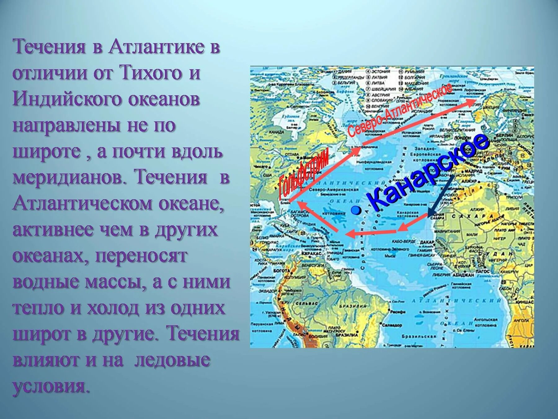 Назовите теплые течения атлантического океана. Описание Атлантического океана. Течения в Атлантике. Карта течений Атлантического океана. Течения Атлантического океана.