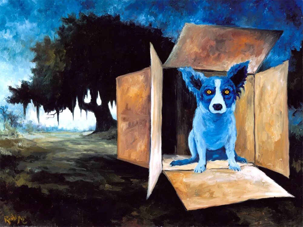 Глаза голубой собаки читать. Джордж Родригес голубая собака. Картина синяя собака. Дворняжки в живописи. Собаки в живописи.