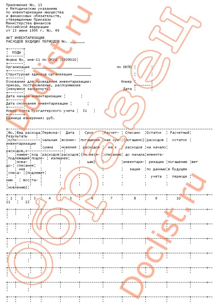 Приказ минфина об инвентаризации. Инвентаризация расходов будущих периодов инв-11 образец заполнения. Инв-11 акт инвентаризации расходов будущих периодов. Приказ расходы будущих периодов образец. Приказ на списание расходов будущих периодов.