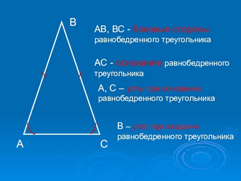 Угол при основании равнобедренного треугольника. Вершина равнобедренного треугольника. Углы равнобедренного треугольника. Угол при основании треугольника. Почему углы при основании равны