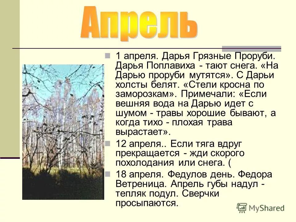 Дождь в апреле приметы