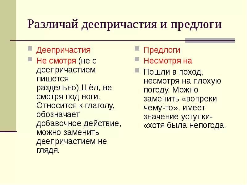 Несмотря на различие. Отличие деепричастий от производных предлогов. Как отличить предлог от деепричастия. Производные предлоги от деепричастий. Несмотря на предлог и деепричастие.