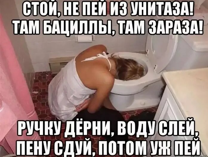 Нету попить. Стой не пей воду из унитаза.