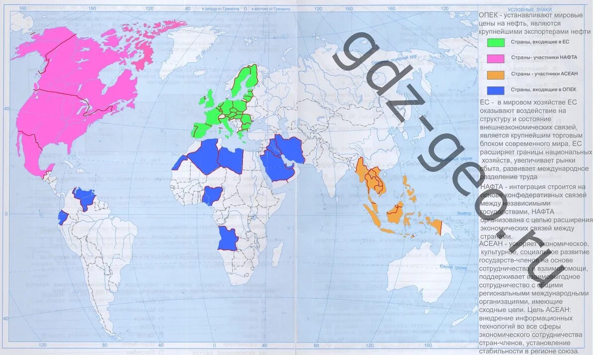 Используя данные учебника и атласа перенесите. Страны входящие в ОПЕК на контурной карте. Контурная карта 10-11 класс география максаковский.