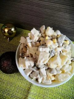 Салат куриная грудка шампиньоны сыр грибы