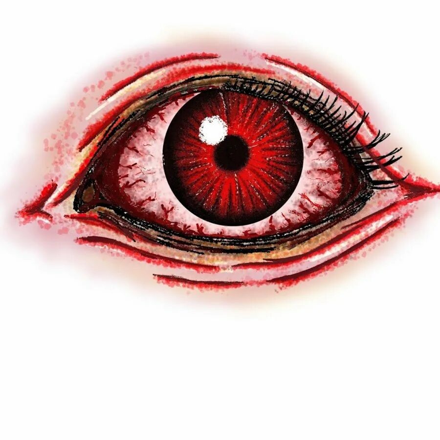 He eyes are red