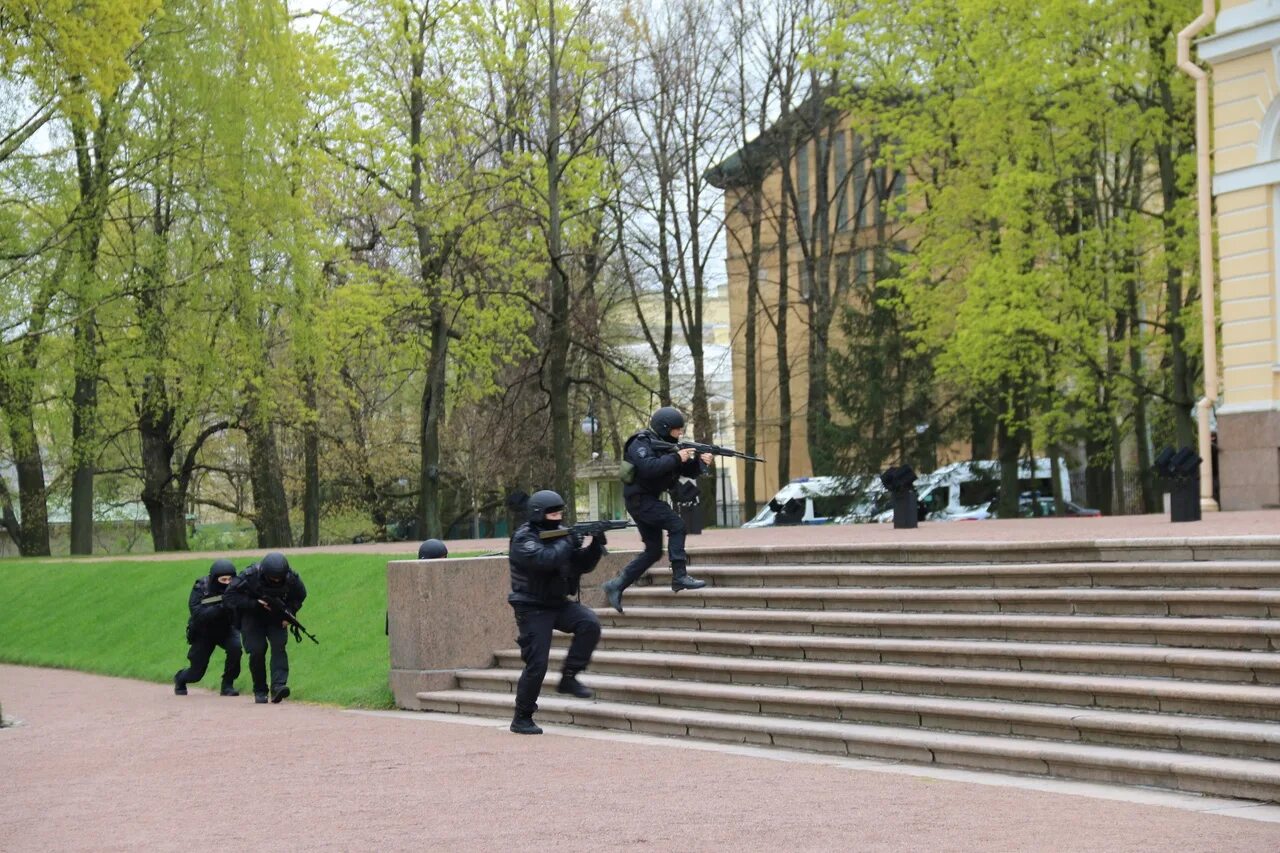 Куда делся обезвреженный террорист в крокус сити. Рогвардейцы около дворца ептербург. Охранный пост Михайловский сад.