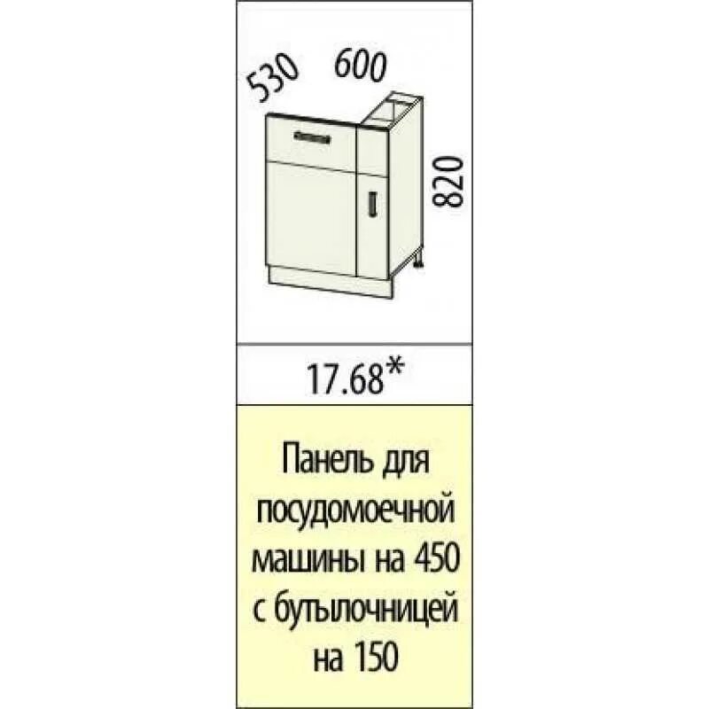 Размеры посудомоечных шкафов. Шкаф под ПММ 45. Размер тумбы для встраиваемой посудомойки 45 см. Размер шкафчика для посудомоечной машины 45 см. 09.68 Панель для посудомоечной машины на 450мм с бутылочницей на 150 60х82.