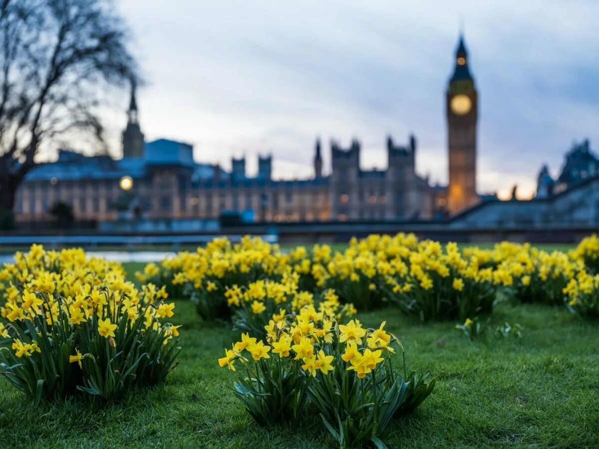 Зеленый лондон. Грин-парк Лондон желтые нарциссы. Daffodils Park London. Лондон весной. Грин парк Лондон.