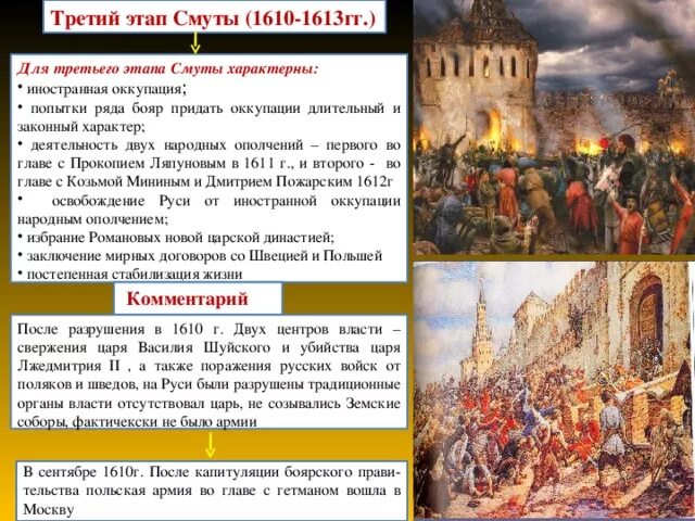 1610 какое событие. Этап смуты 1610-1613. 3 этапа смуты (1610-1613 гг.). 3 этап смуты с 1611-1613. 3 этап смуты.