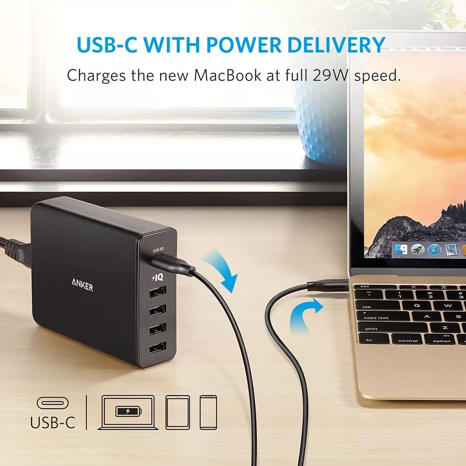 Usb c power delivery. Сетевая зарядка Anker POWERPORT 5 USB. Anker POWERPORT+ 5 Ports USB-C. Anker POWERPORT+ 1 USB-C. Зарядка Anker USB Type-c.