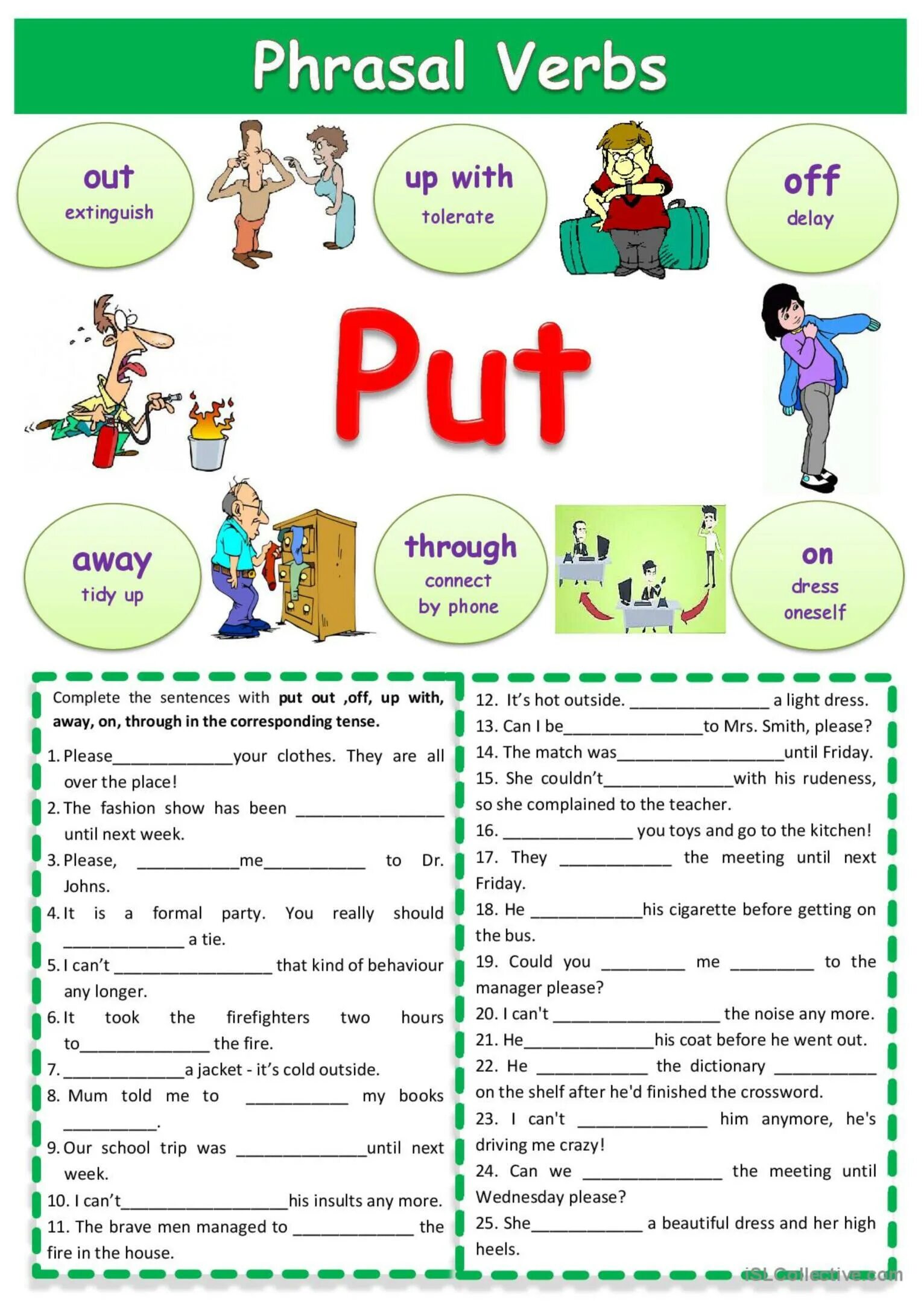 We meet next week. Phrasal verbs в английском. Put with Фразовый глагол. Фразовые глаголы в английском упражнения. Фразовый глагол put упражнения.