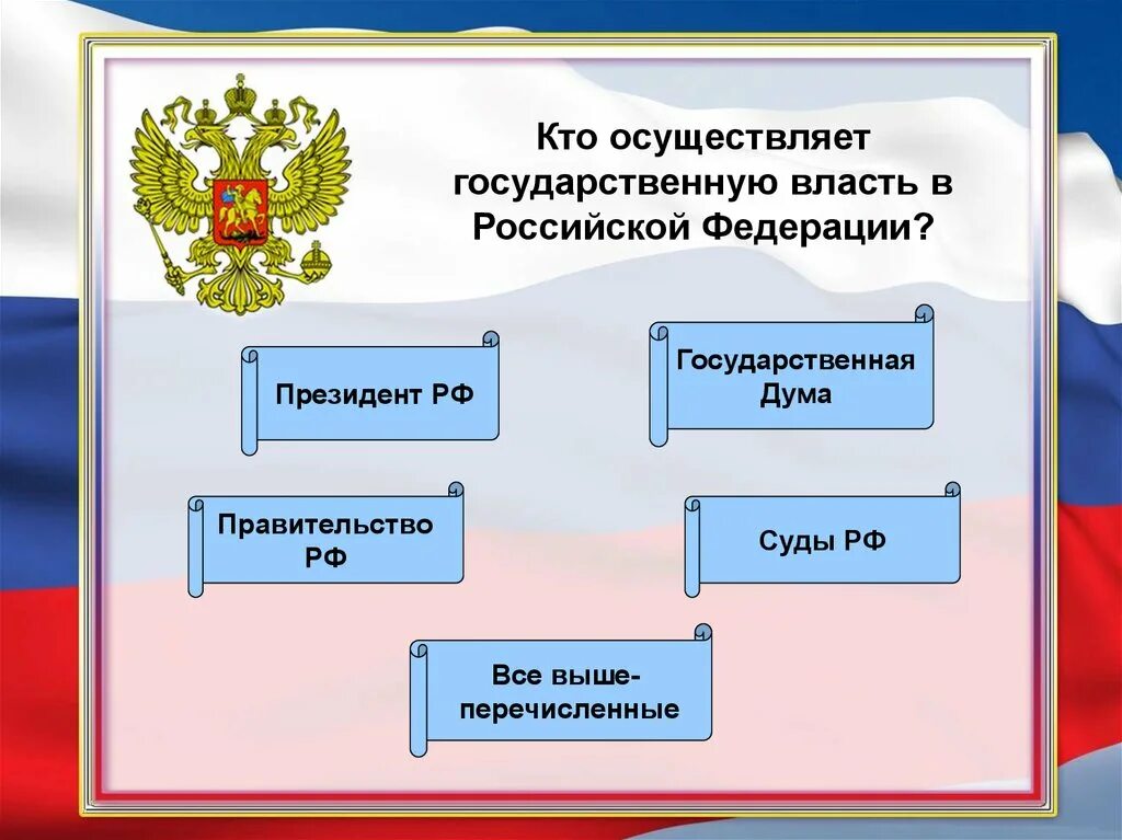 Государственную власть в россии осуществляют выбрать. Кто осуществляет государственную власть в РФ. Кем осуществляется государственная власть в РФ?. Кто в РФ осуществляет ГГС власть. Кто осуществляет власть в стране.