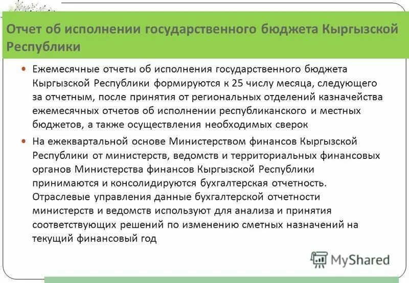 Отчет министерства финансов