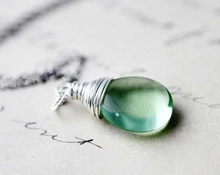 Seafoam Green. Mint Green Sterling. Серьги стекло капля. Aesthetic Pendant.