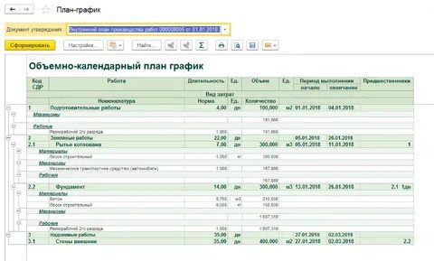 Объект строительства 1с