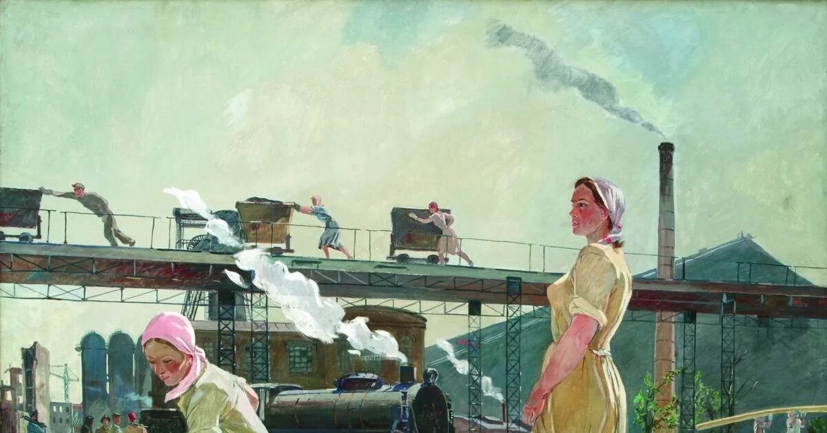 Александр александрович дейнека стройка. Картины а. Александр александрович дейнека соцреализм. На просторах подмосковных строек. Советский жанр в живописи.