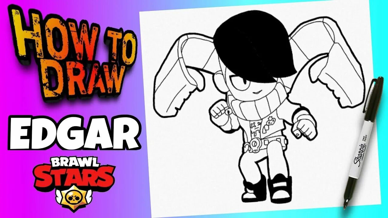 Как нарисовать игру brawl stars. Рисунки Эдгара из Brawl Stars.