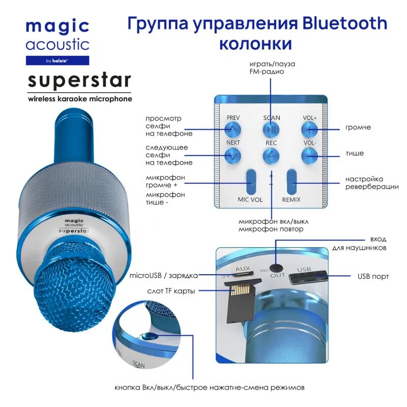 Bluetooth magic. Микрофон Magic Acoustic Superstar. Super Star портативный беспроводной караоке микрофон. Микрофон для караоке беспроводной инструкция по применению. Микрофон колонка караоке инструкция.