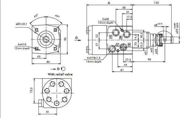 Насос дозатор кск 100 схема подключения Насос-дозатор M+S Hydraulic XY 145-0/1 (гидроруль) без блока клапанов купить у О