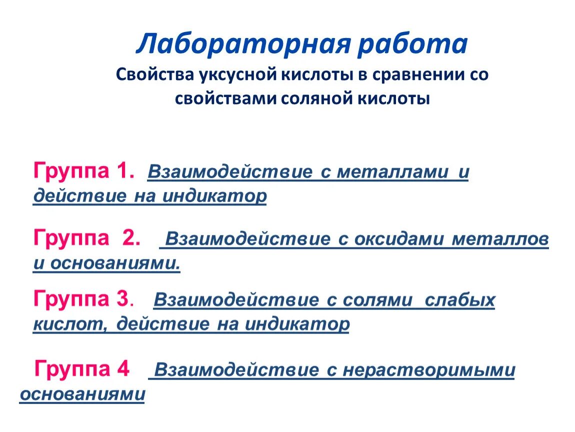 Опыт 1 свойства уксусной кислоты. Лабораторная работа свойства кислот. Кислоты для лабораторных работ. Лабораторная работа химический свойства. Химические свойства уксусной кислоты лабораторная работа.