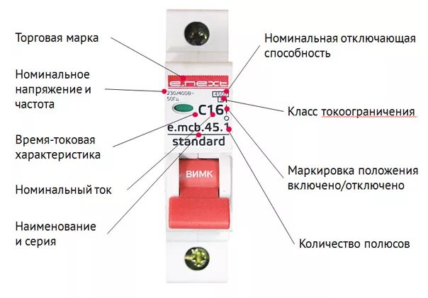 Обозначения на автомате электрическом