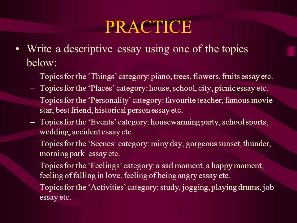 Below topic. Essay about my favourite teacher. My favourite teacher essay. Descriptive essay. Descriptive writing ppt.
