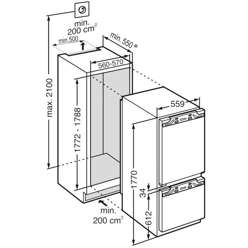 Высота холодильника двухкамерного. Встроенный холодильник Liebherr габариты. Встраиваемый холодильник Либхер двухкамерный габариты. Встраиваемый холодильник Liebherr. Ширина холодильника Либхер встраиваемый.