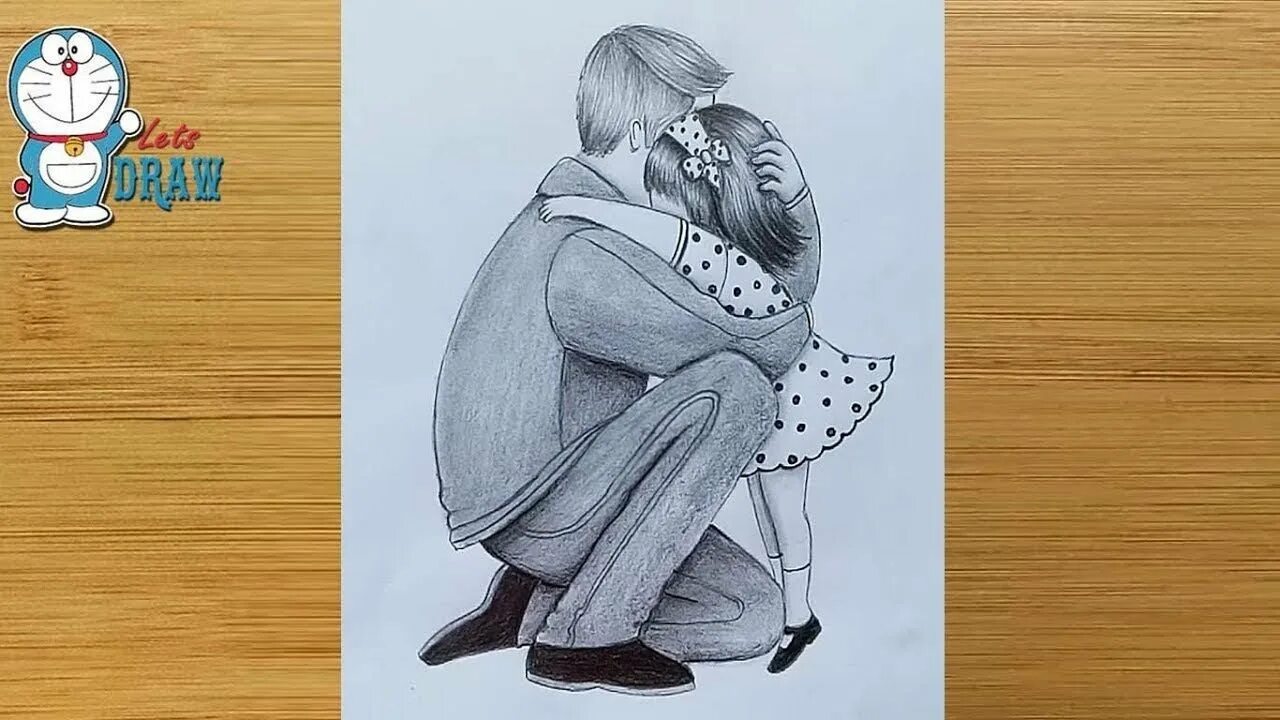 Рисунок для папы. Красивые рисунки для папы. Зарисовка отец и дочь. Рисунок папа с дочкой карандашом