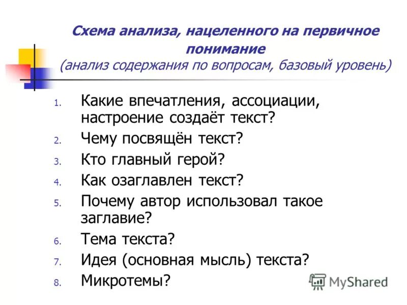 Понимала разбор. Схема анализа текста. План стилистического анализа текста.