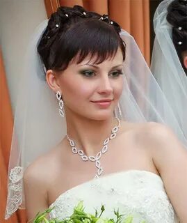 Свадебные прически волосы челкой