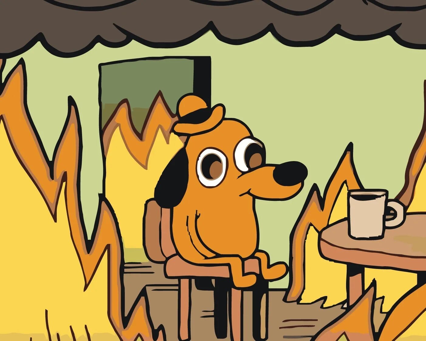 Life is fine. Пес в горящем доме. Собака в горящем доме. Пес в огне. Мем пес в горящем доме.