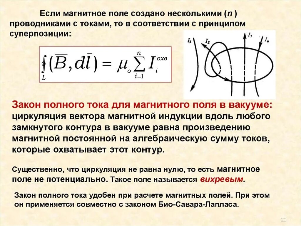 Циркуляция вектора магнитной индукции. Закон полного тока. Теорема о циркуляции вектора магнитной индукции закон. Закон полного тока для магнитного поля в вакууме. Теорема о циркуляции вектора магнитной индукции.