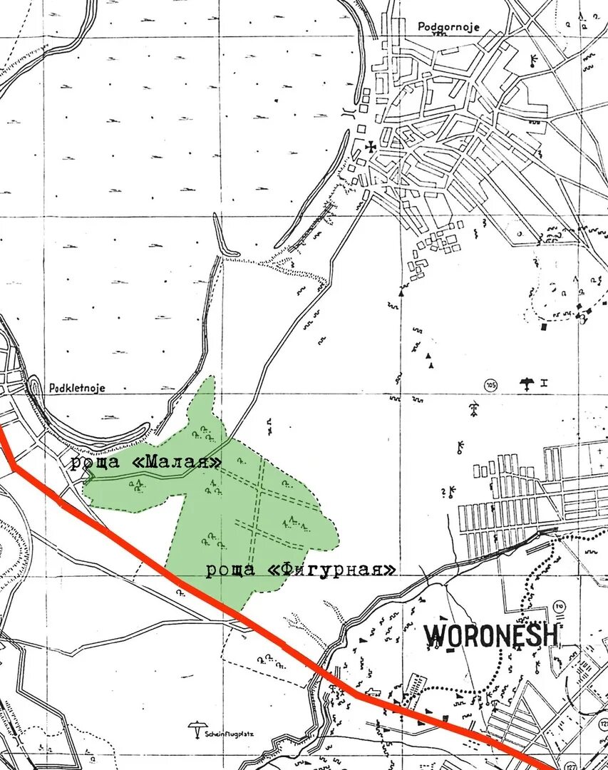 Карта памятников воронежа. Роща фигурная Воронеж 1942. Бои за рощу фигурная летом 1942 года. Фигурная роща Воронеж. Малая роща Воронеж.