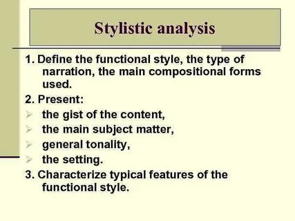 Stylistic analysis