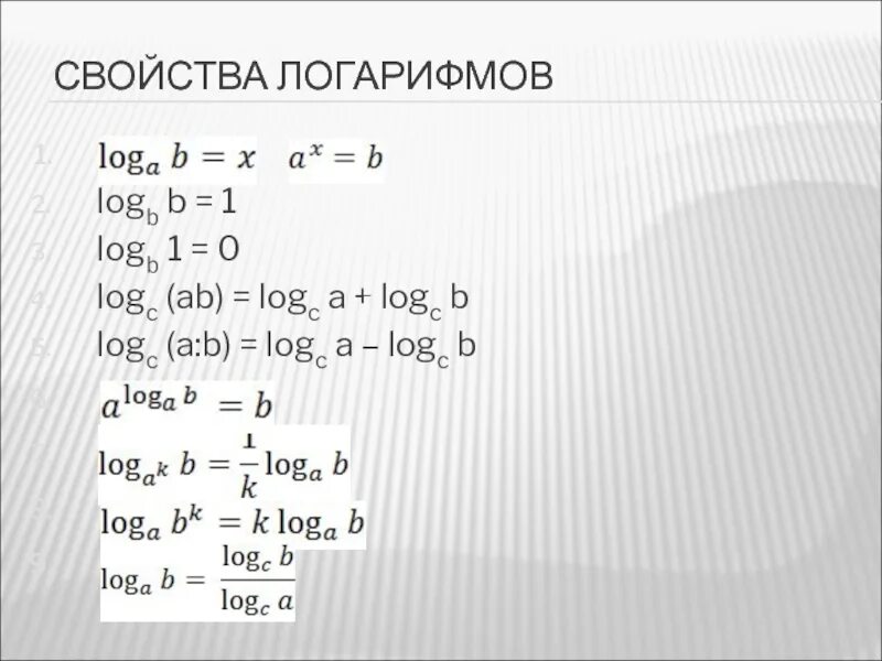 Loga b 5. Формулы для решения логарифмов. Формулы логарифмов основание. Вычисление логарифмов формулы. Свойства логарифмов 12 штук.