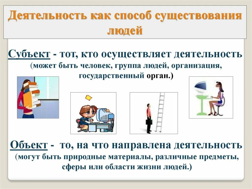 Объектом деятельности называется. Субъект и объект деятельности. Деятельность способ существования людей. Субъект Объектная деятельность. Субъект и объект деятельности человека.