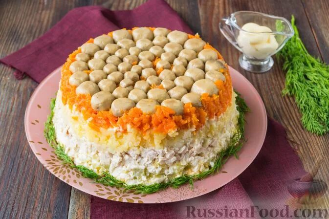 Салат грибная поляна с шампиньонами Рецепт Салаты, Шампиньоны, Рецепты