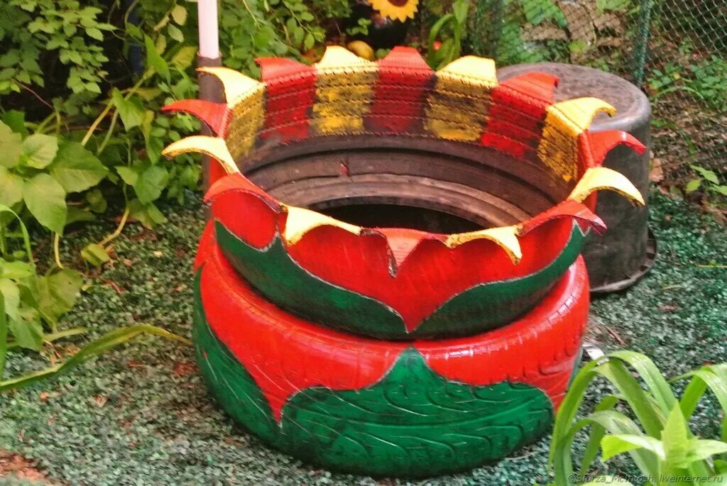 Кашпо для цветов из шин своими руками Pneus en jardinières, Mobilier maison, Jar