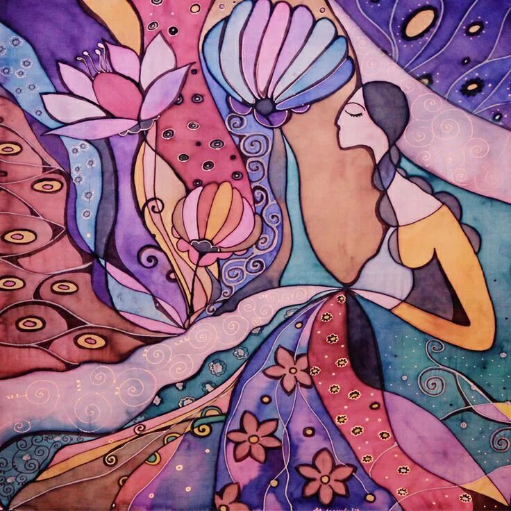 Изображение изделий выполненных в технике батика. Батик рисунки. Декоративные картины.