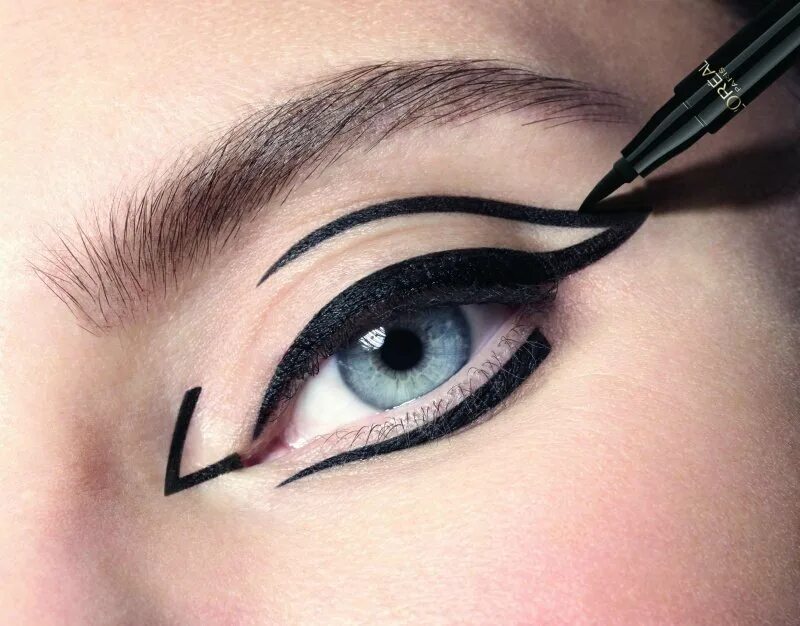 Eyeliner для глаз. L'Oreal Paris водостойкая подводка для контура век "Tattoo Signature by Superliner". Айлайнер стрелки. Подводка для глаз фломастер лореаль. Красивые стрелки на глазах.