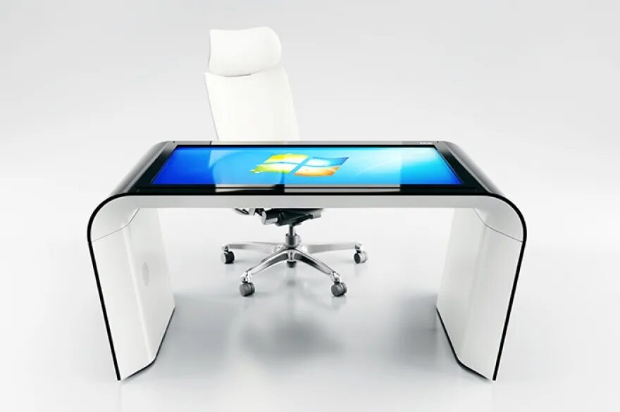 Сенсорный стол Polymedia Table 2. Компьютерный стол будущего. Стол со встроенным монитором. Футуристический столик.