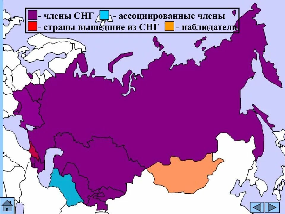 Карта СНГ. Страны СНГ на карте.
