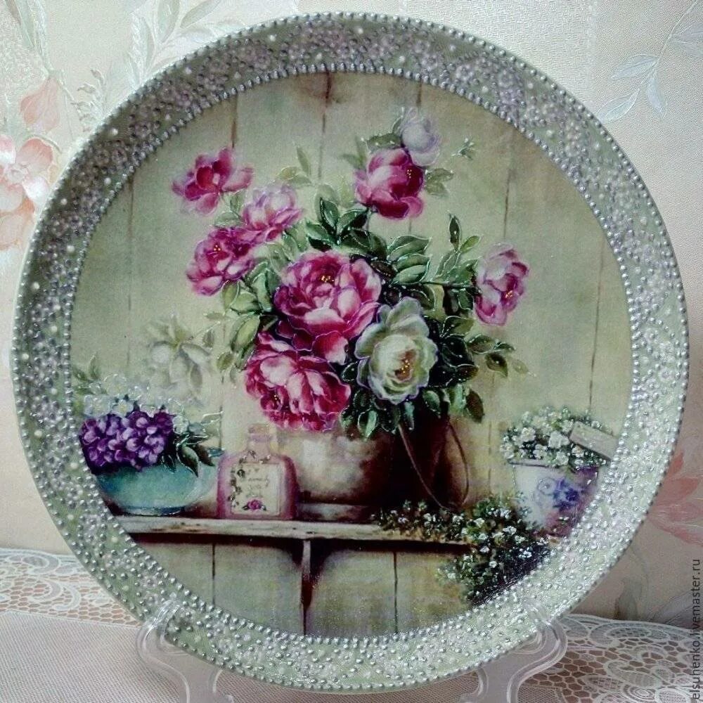 Тарелка своими руками. Декорирование тарелки. Тарелка своими руками. Декупаж тарелки. Тарелка объемная.