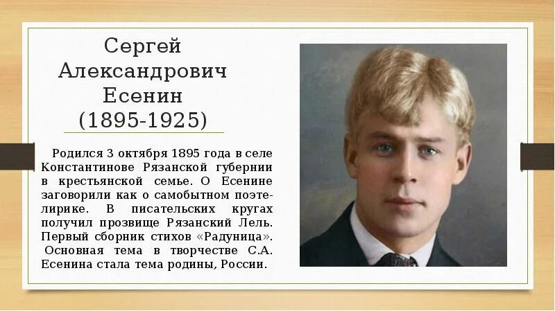 Кто рождается 7 октября. Сергея Александровича Есенина (1895–1925).. География по Сергея Александровича Есенина.