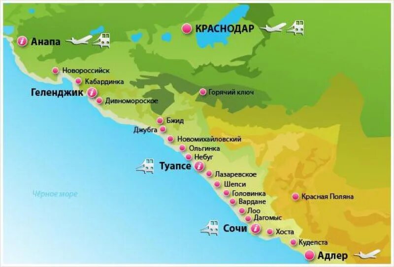 Карта Черноморского побережья Краснодарского края. Карта Черноморского побережья Краснодарского края Кабардинка. Санатории побережья краснодарского края